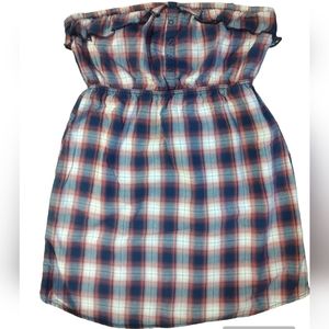 ROXY Strapless Plaid Top